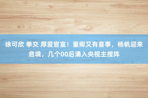 徐可欣 拳交 厚爱官宣！董卿又有喜事，杨帆迎来危境，几个00后涌入央视主捏阵