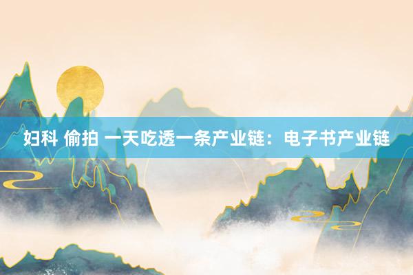 妇科 偷拍 一天吃透一条产业链：电子书产业链